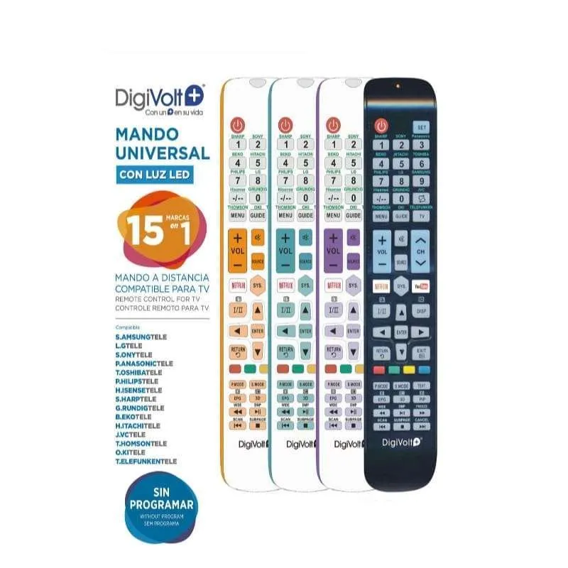 15 em 1 Sem Programação Controle Remoto Universal para Tv