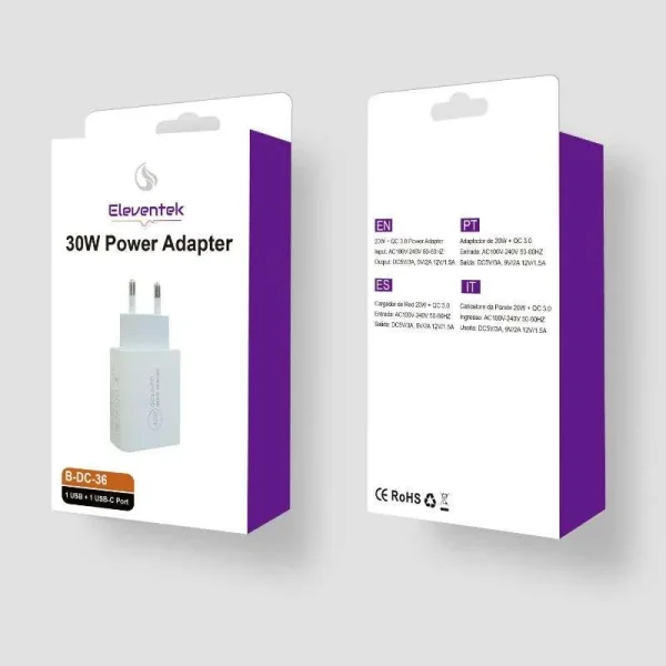 Carregador PD30W + QC3.0