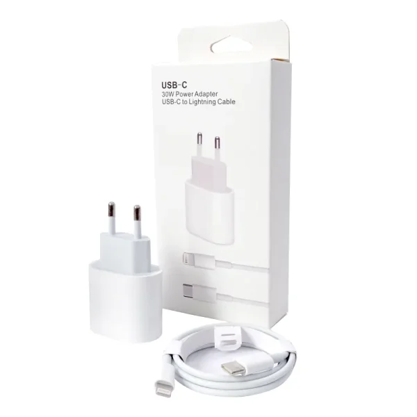 carregador rápido 30w tipo c lightning
