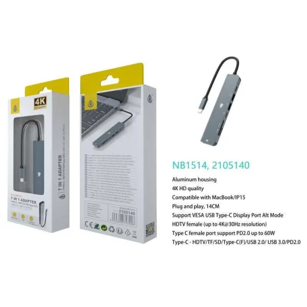 adaptador 7 em 1 tipo-c