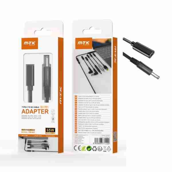 Cabo de carregamento USB-C (fêmea) para DC 4,5*3,0*0,6 mm para portátil Dell, 65 W/20 V/3,25 A/15 cm