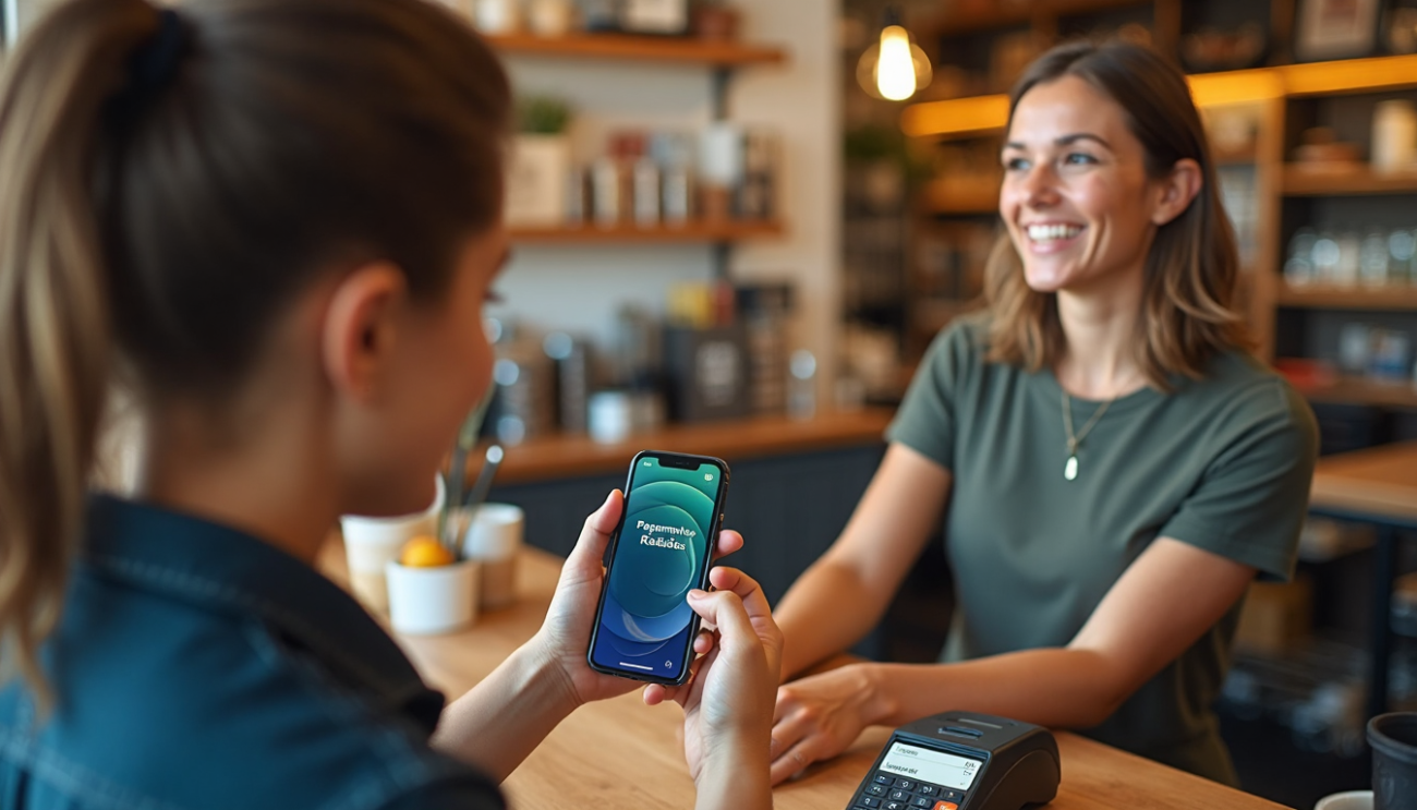 Person making NFC contactless payment in Portugal shop