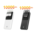 Powerbank de 10000mAh/37wh com 3 entradas (Micro/Type-C/cabo USB) e 4 saídas (Cabo Micro/iPhone/Type-C/USB-A)